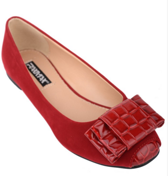 Ladies Ballet Pumps With Snake Look Toe And Ribbon