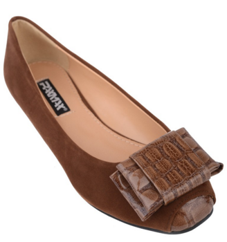 Ladies Ballet Pumps With Snake Look Toe And Ribbon