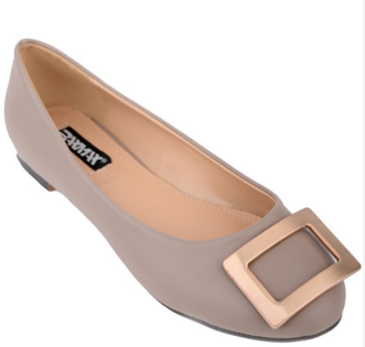 Ladies Faux Leather Pumps With Golden Buckle