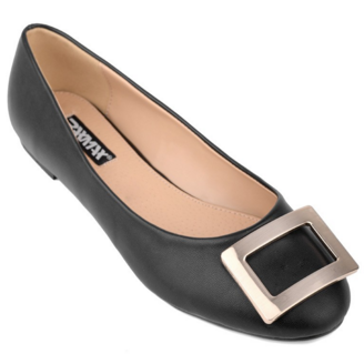 Ladies Faux Leather Pumps With Golden Buckle