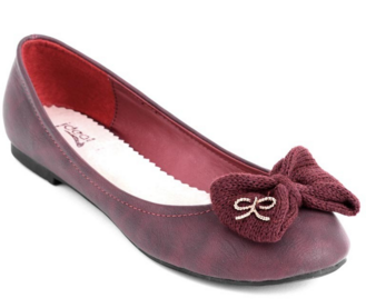 Ladies Red Faux Leather Ballet Flats