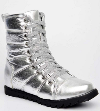 Ladies Metallic Military Boots