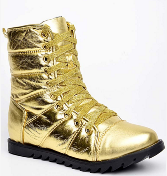 Ladies Metallic Military Boots