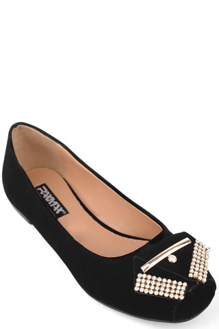 Suede Look Pumps With Diamond Detail