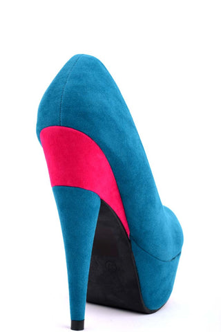 Two Tone Faux Suede Heels